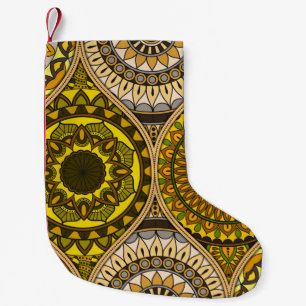 Petite Chaussette De Noël Motif avec mandalas. Éléments décoratifs vintages