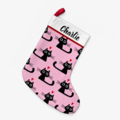 Petite Chaussette De Noël Motif Black Kitty Cats avec texte personnalisé pou (Devant (Accrochage))