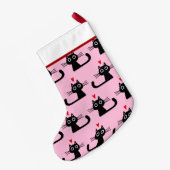 Petite Chaussette De Noël Motif Black Kitty Cats avec texte personnalisé pou (Dos (Accrochage))