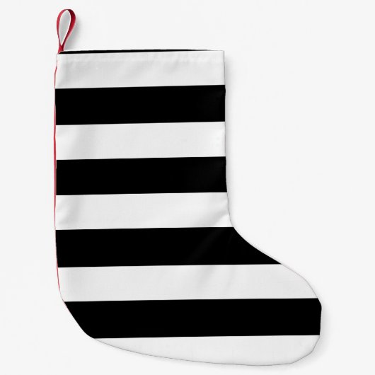 Petite Chaussette De Noël Motif blanc noir moderne de rayures (Devant)
