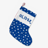 Petite Chaussette De Noël Motif bleu blanc étoile (Devant (Accrochage))