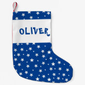 Petite Chaussette De Noël Motif bleu blanc étoile (Devant)