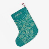 Petite Chaussette De Noël Motif Blue-Green Paisley (Dos (Accrochage))