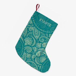 Petite Chaussette De Noël Motif Blue-Green Paisley
