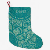 Petite Chaussette De Noël Motif Blue-Green Paisley (Devant)