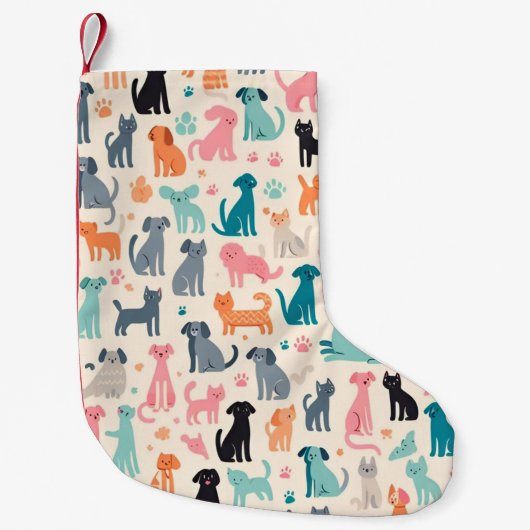 Petite Chaussette De Noël Motif chien et chat sans couture (Devant)