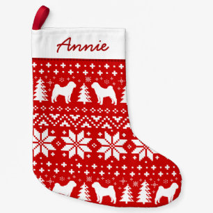 Petite Chaussette De Noël Motif chinois Shar-Pei Silhouettes Amoureux des ch
