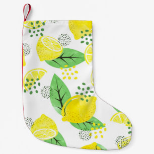 Petite Chaussette De Noël Motif citron sans aquarelle avec fruits et