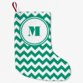 Petite Chaussette De Noël Motif classique Monogram Green Chevron (Devant)