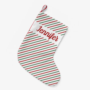 Petite Chaussette De Noël Motif classique Red Green Stripes