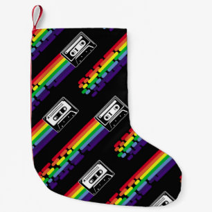 Petite Chaussette De Noël Motif coloré sur arrière - plan noir. Casse compac