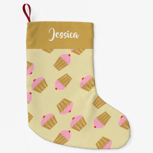 Petite Chaussette De Noël Motif cupcakes de nom personnalisé