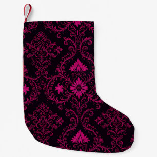 Petite Chaussette De Noël Motif damassé gothique violet et noir
