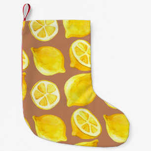 Petite Chaussette De Noël Motif d'aquarelle transparente avec citrons