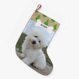 Petite Chaussette De Noël Motif d'arbres de Noël Os de Chien Photo d'animal