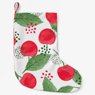 Petite Chaussette De Noël Motif de cerisier sans couture. Aiguille vintage