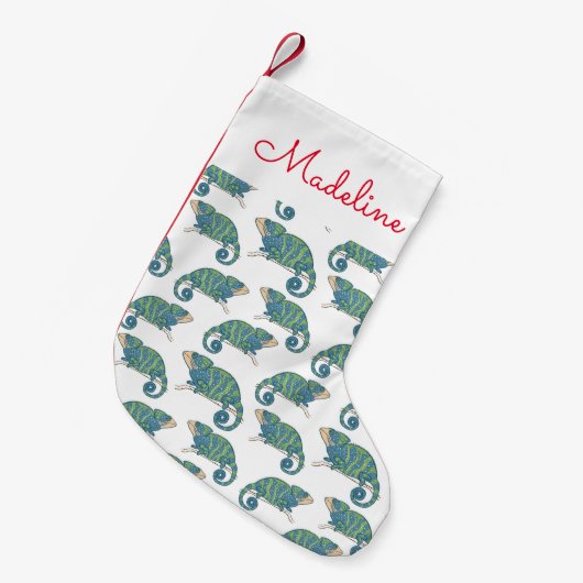 Petite Chaussette De Noël Motif de Chameleon| Ajouter votre nom (Devant (Accrochage))
