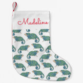 Petite Chaussette De Noël Motif de Chameleon| Ajouter votre nom (Devant)