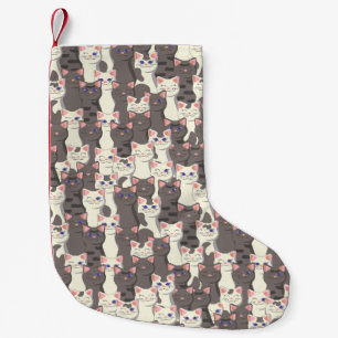 Petite Chaussette De Noël Motif de chats blancs et gris