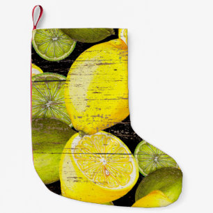 Petite Chaussette De Noël Motif de citron frais tiré à la main sur la textur