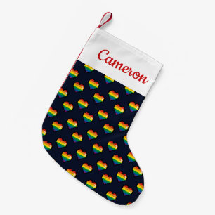 Petite Chaussette De Noël Motif de coeur Rainbow 8 Bit