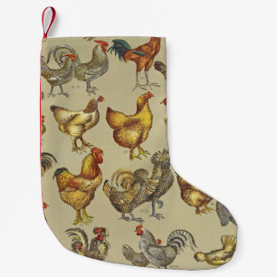 Petite Chaussette De Noël Motif de coq poulet vintage : Art de ferme