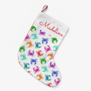 Petite Chaussette De Noël Motif De Crabes  Ajouter votre nom