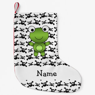 Petite Chaussette De Noël Motif de crânes de grenouille de nom personnalisé
