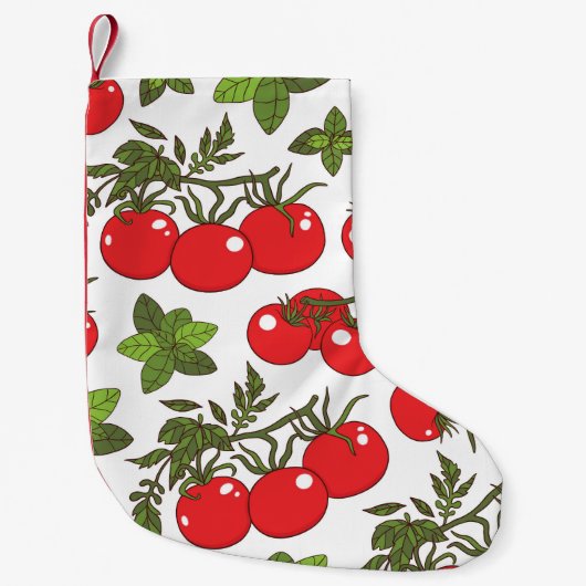 Petite Chaussette De Noël Motif de cuisine sans couture Tomato Basil (Devant)