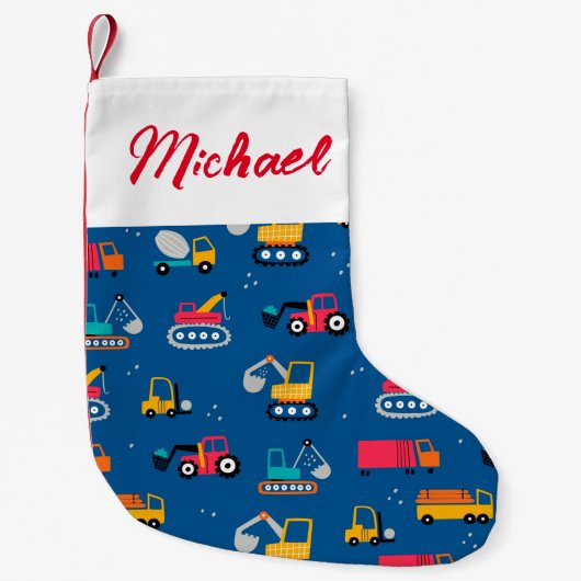 Petite Chaussette De Noël Motif de déplacement de construction mûre (Devant)