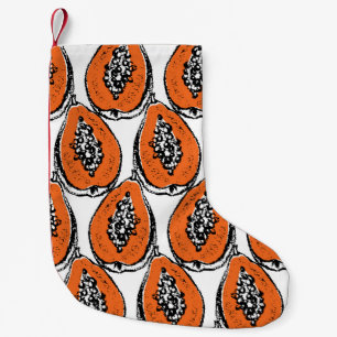 Petite Chaussette De Noël Motif de dessin vintage Papaya Charcoal.