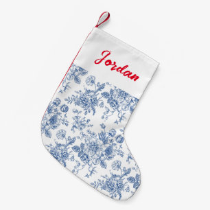 Petite Chaussette De Noël Motif de fleurs bleues