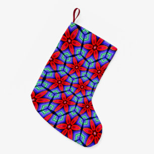 Petite Chaussette De Noël Motif de Fleurs de tissus rouges