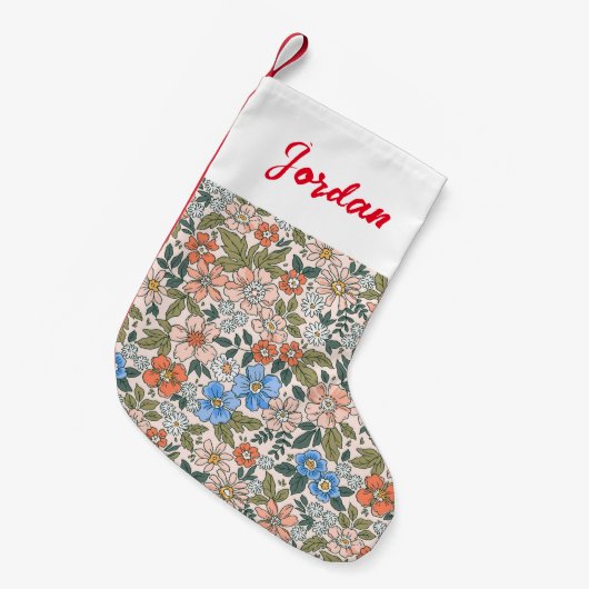 Petite Chaussette De Noël Motif de fleurs du jardin de corail (Devant (Accrochage))