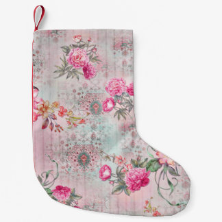 Petite Chaussette De Noël Motif de fleurs numériques : Allover Design