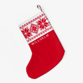 Petite Chaussette De Noël Motif de flocon de neige d'inspiration nordique ro (Dos (Accrochage))