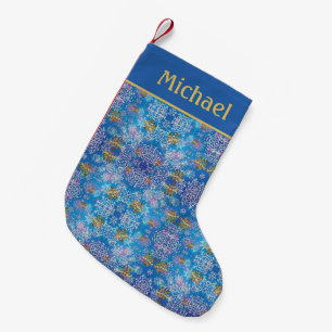 Petite Chaussette De Noël Motif de flocon de neige en or moderne