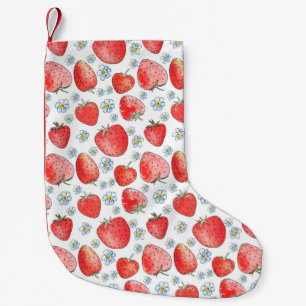 Petite Chaussette De Noël Motif de fraise fraîche et lumineuse en été. Eau