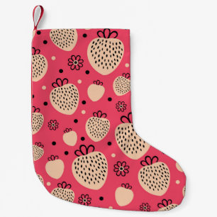 Petite Chaussette De Noël Motif de fraise rose : design doux et homogène
