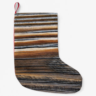 Petite Chaussette De Noël Motif de grain de bois