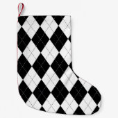 Petite Chaussette De Noël Motif de Jacquard géométrique noir blanc (Devant)