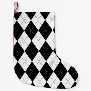 Petite Chaussette De Noël Motif de Jacquard géométrique noir blanc