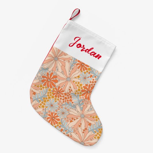 Petite Chaussette De Noël Motif de jardin à fleurs rétro (Devant (Accrochage))