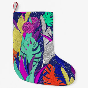 Petite Chaussette De Noël Motif de jungle d'été aux couleurs vives. Jungle s