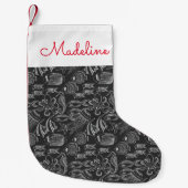 Petite Chaussette De Noël Motif de la mer Noire| Ajouter votre nom (Devant)