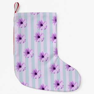 Petite Chaussette De Noël Motif de marguerite bleue et violette