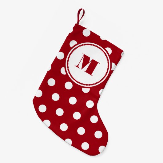Petite Chaussette De Noël Motif de monogramme rouge festif (Devant (Accrochage))