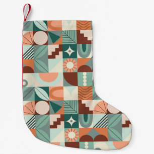 Petite Chaussette De Noël Motif de mosaïque géométrique abstraite et continu