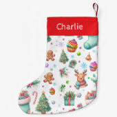 Petite Chaussette De Noël Motif de Noël blanc | Holiday Cheer (Dos)