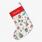 Petite Chaussette De Noël Motif de Noël blanc | Holiday Cheer (Dos (Accrochage))
